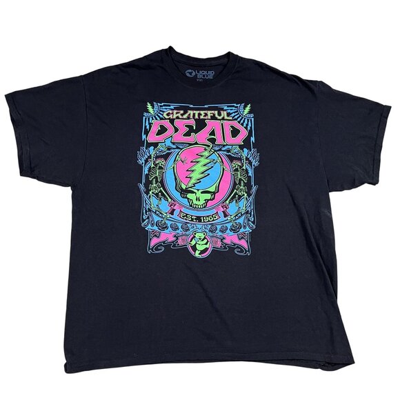 Grateful Dead T-Shirt Mens Liquid Blue Est 1965 Black Blacklight Glow Tee Sz XXL - Picture 1 of 4